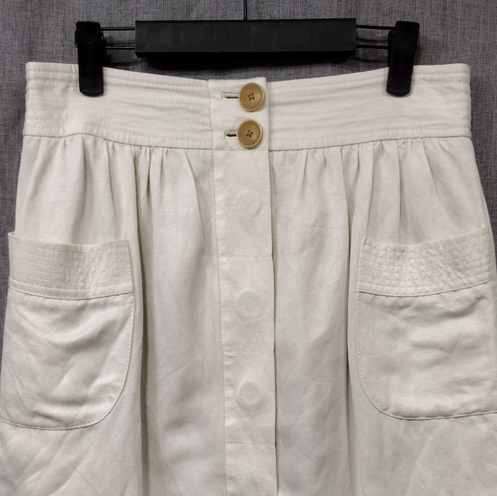 J.Crew Linen Blend Button Short Skirt Women's 6 White Preppy Academia Retro 90s - Picture 2 of 8
